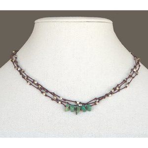 Turquoise, Waxed Linen, Sterling Silver